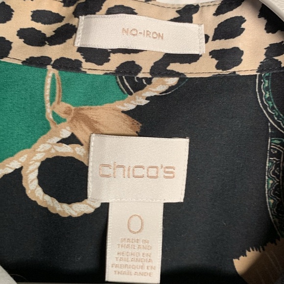 Chico’s No-Iron button up top Chicos size 0 XS equestrian preppy classic blouse - Picture 5 of 14